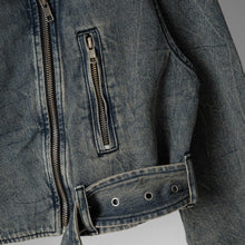 Charger l&#39;image dans la galerie, UNISEXE - RIDER - VESTE BIKER EN DENIM (navywashed)
