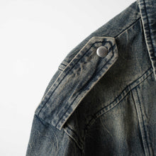 Charger l&#39;image dans la galerie, UNISEXE - RIDER - VESTE BIKER EN DENIM (navywashed)
