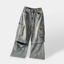 Load image into Gallery viewer, UNISEX - ADORN - Lazer multi logo pants (bluewashed)
